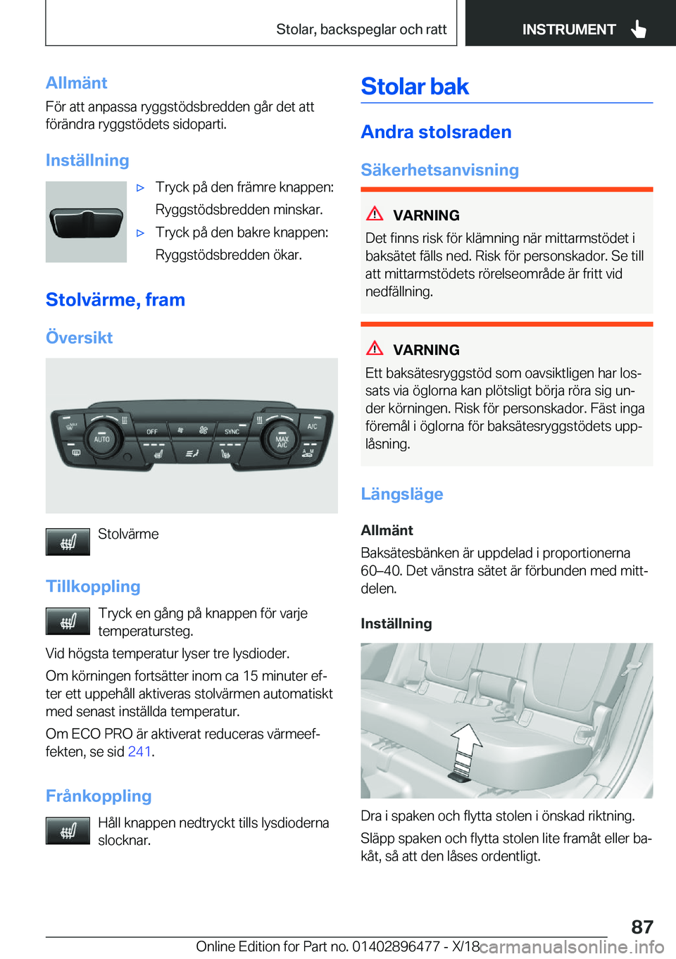 BMW X1 2019  InstruktionsbÖcker (in Swedish) �A�l�l�m�ä�n�t
�F�