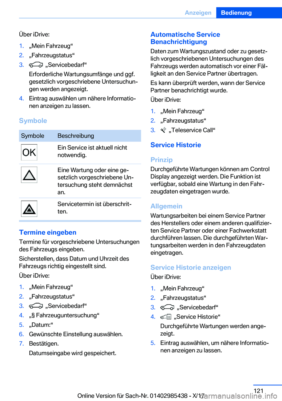 BMW X1 2018  Betriebsanleitungen (in German) �