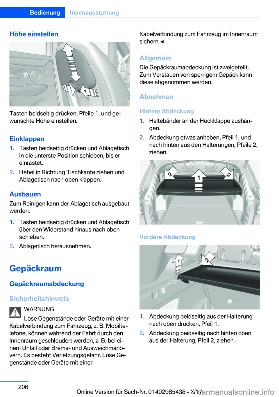 BMW X1 2018  Betriebsanleitungen (in German) �H�
