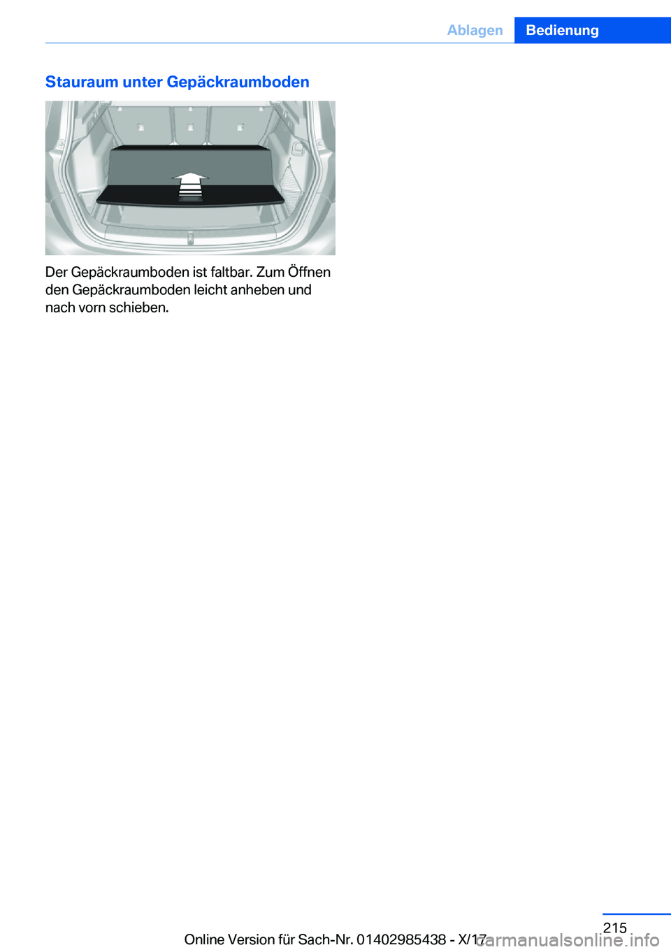 BMW X1 2018  Betriebsanleitungen (in German) �S�t�a�u�r�a�u�m��u�n�t�e�r��G�e�p�