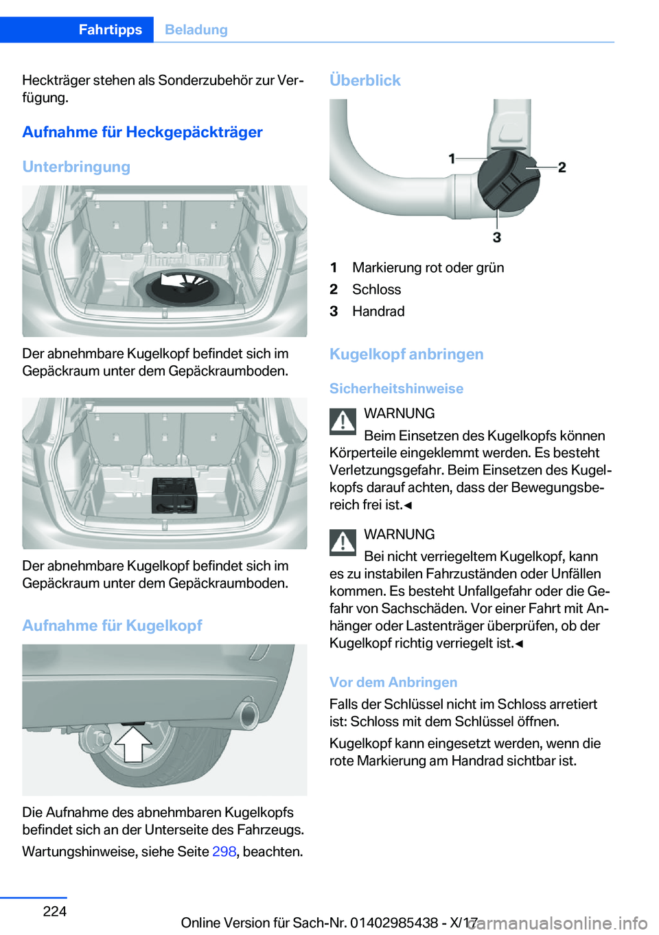 BMW X1 2018  Betriebsanleitungen (in German) �H�e�c�k�t�r�