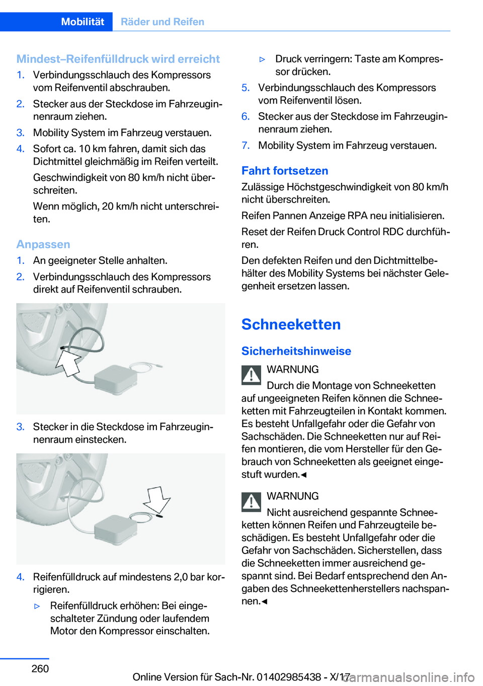BMW X1 2018  Betriebsanleitungen (in German) �M�i�n�d�e�s�tm�R�e�i�f�e�n�f�