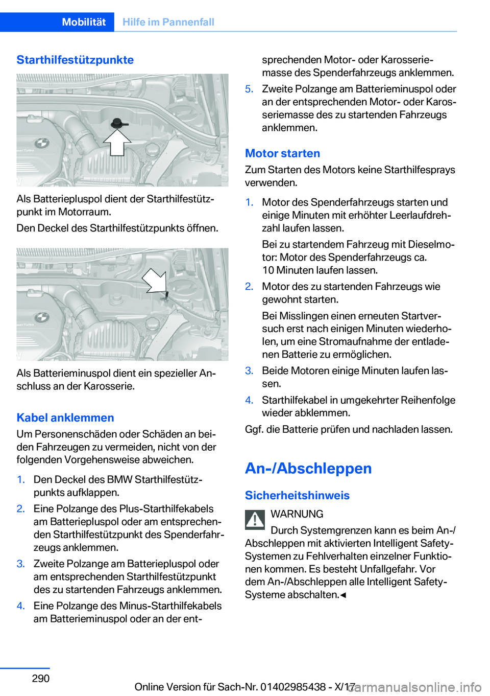 BMW X1 2018  Betriebsanleitungen (in German) �S�t�a�r�t�h�i�l�f�e�s�t�