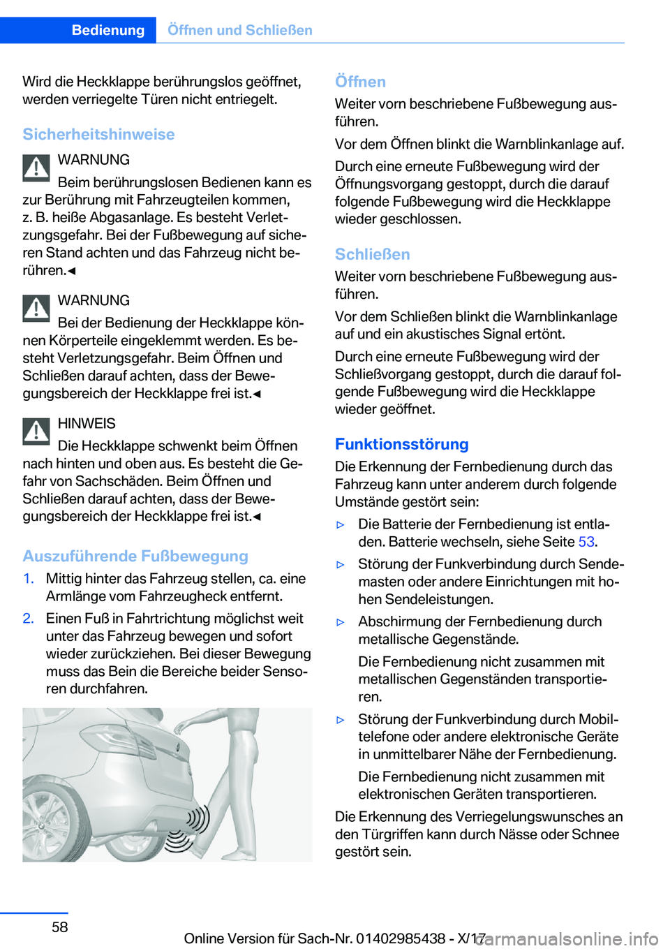 BMW X1 2018  Betriebsanleitungen (in German) �W�i�r�d� �d�i�e� �H�e�c�k�k�l�a�p�p�e� �b�e�r�