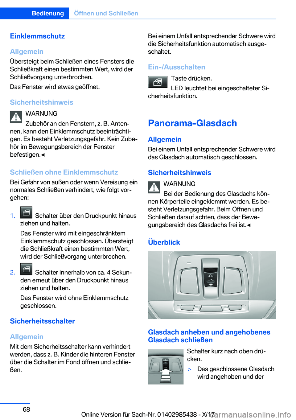 BMW X1 2018  Betriebsanleitungen (in German) �E�i�n�k�l�e�m�m�s�c�h�u�t�z
�A�l�l�g�e�m�e�i�n �