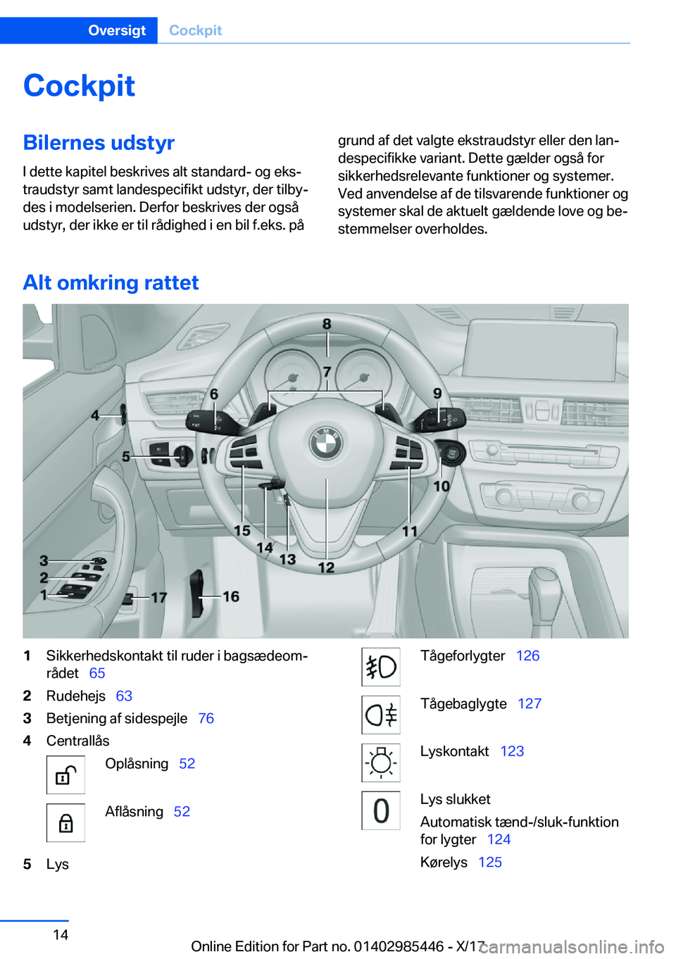 BMW X1 2018  InstruktionsbØger (in Danish) �C�o�c�k�p�i�t�B�i�l�e�r�n�e�s��u�d�s�t�y�r
�I� �d�e�t�t�e� �k�a�p�i�t�e�l� �b�e�s�k�r�i�v�e�s� �a�l�t� �s�t�a�n�d�a�r�d�-� �o�g� �e�k�sj
�t�r�a�u�d�s�t�y�r� �s�a�m�t� �l�a�n�d�e�s�p�e�c�i�f�i�k�t� 