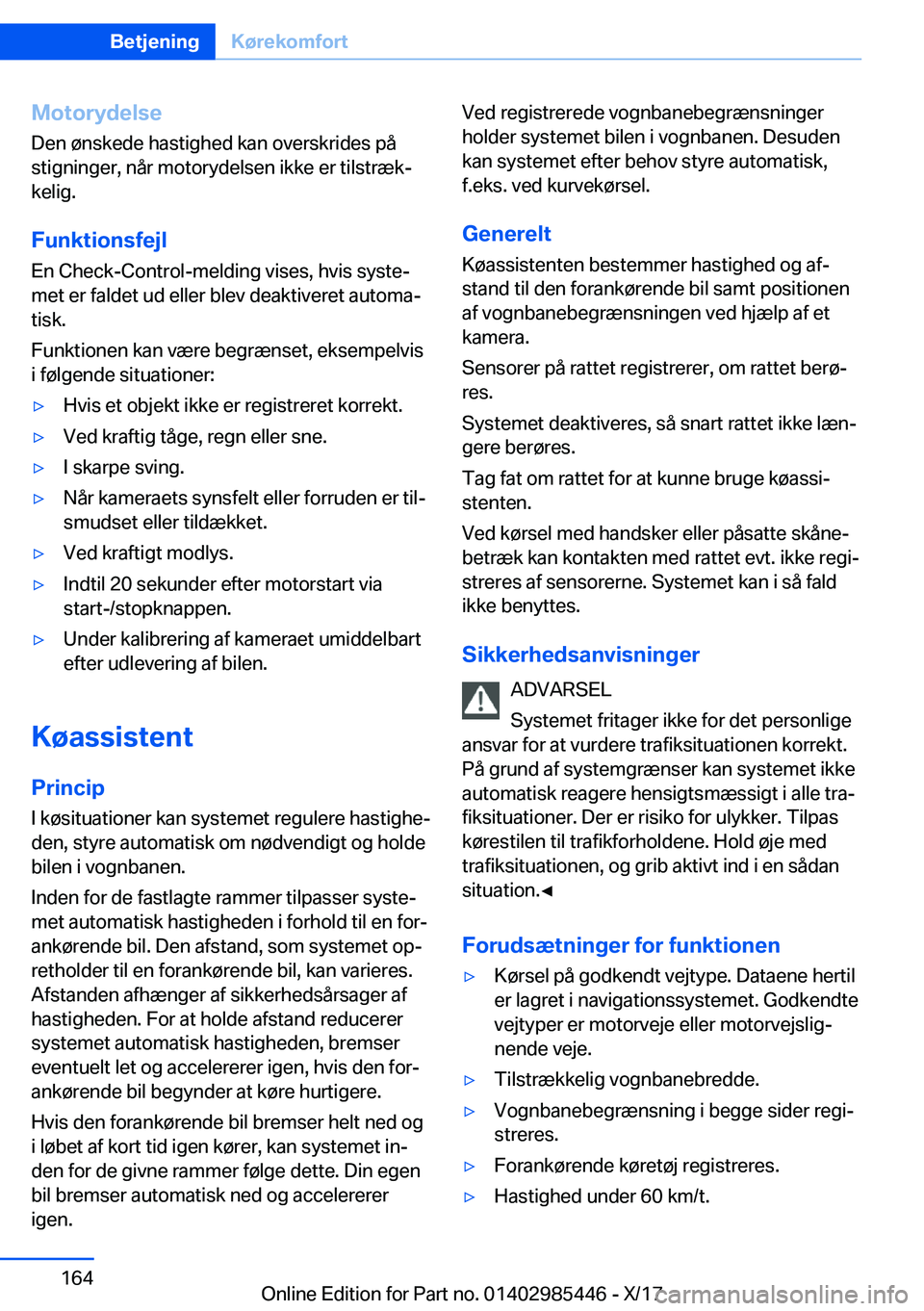 BMW X1 2018  InstruktionsbØger (in Danish) �M�o�t�o�r�y�d�e�l�s�e�D�e�n� �