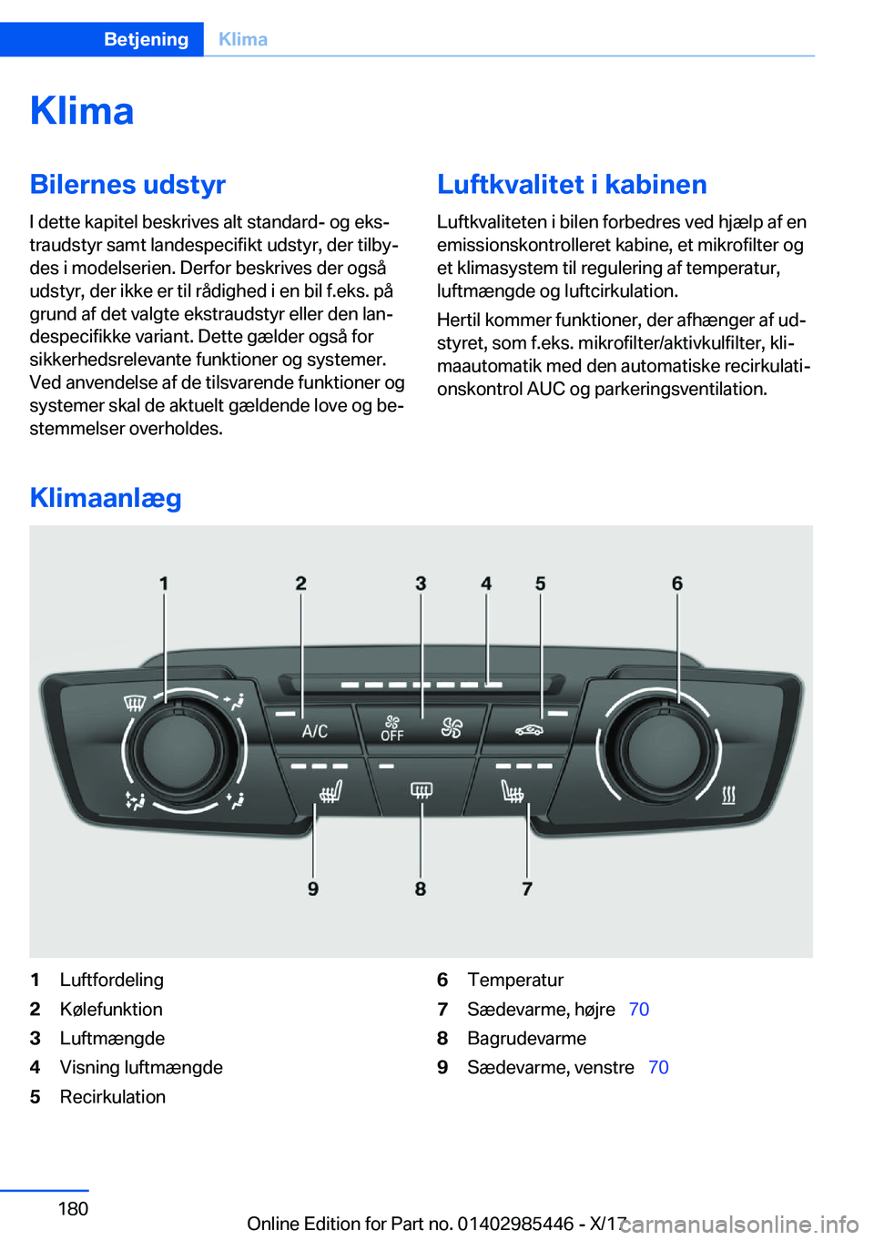 BMW X1 2018  InstruktionsbØger (in Danish) �K�l�i�m�a�B�i�l�e�r�n�e�s��u�d�s�t�y�r�I� �d�e�t�t�e� �k�a�p�i�t�e�l� �b�e�s�k�r�i�v�e�s� �a�l�t� �s�t�a�n�d�a�r�d�-� �o�g� �e�k�sj
�t�r�a�u�d�s�t�y�r� �s�a�m�t� �l�a�n�d�e�s�p�e�c�i�f�i�k�t� �u�d�