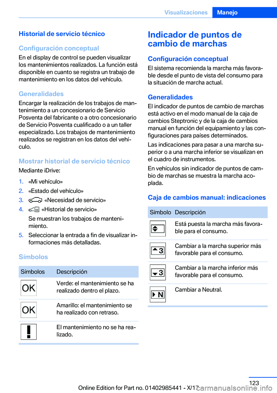 BMW X1 2018  Manuales de Empleo (in Spanish) �H�i�s�t�o�r�i�a�l��d�e��s�e�r�v�i�c�i�o��t�