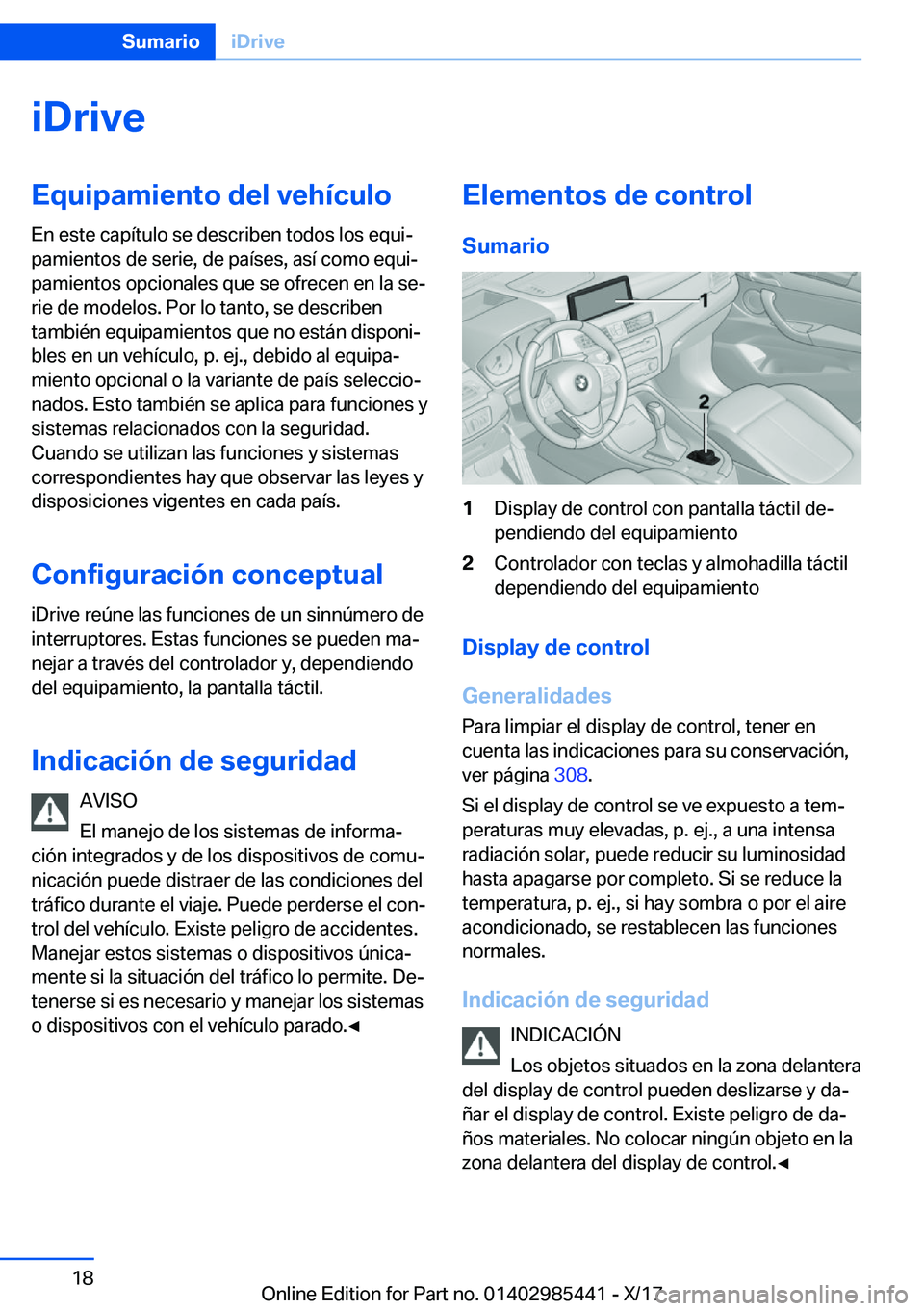 BMW X1 2018  Manuales de Empleo (in Spanish) �i�D�r�i�v�e�E�q�u�i�p�a�m�i�e�n�t�o��d�e�l��v�e�h�