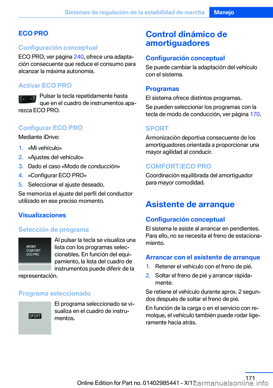 BMW X1 2018  Manuales de Empleo (in Spanish) �E�C�O��P�R�O
�C�o�n�f�i�g�u�r�a�c�i�