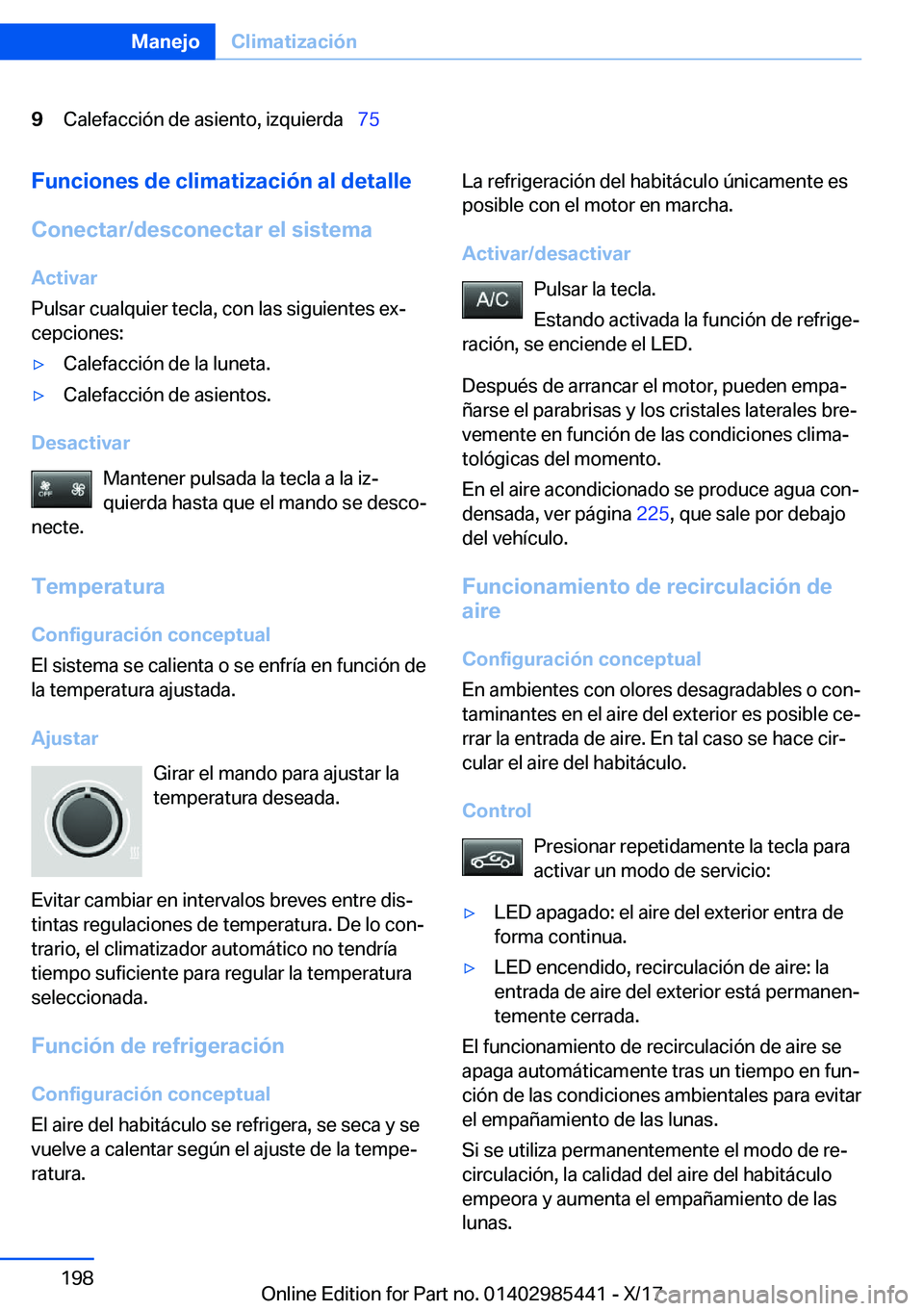 BMW X1 2018  Manuales de Empleo (in Spanish) �9�C�a�l�e�f�a�c�c�i�