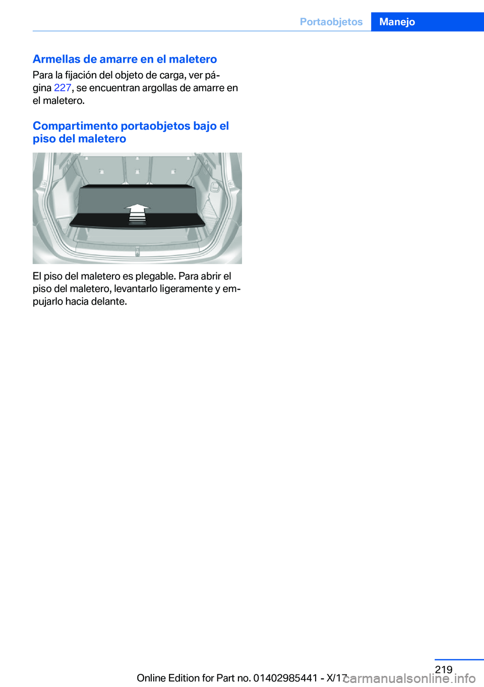 BMW X1 2018  Manuales de Empleo (in Spanish) �A�r�m�e�l�l�a�s��d�e��a�m�a�r�r�e��e�n��e�l��m�a�l�e�t�e�r�o�P�a�r�a� �l�a� �f�i�j�a�c�i�