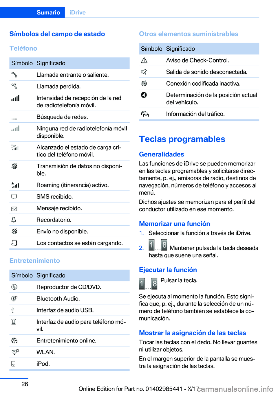 BMW X1 2018  Manuales de Empleo (in Spanish) �S�