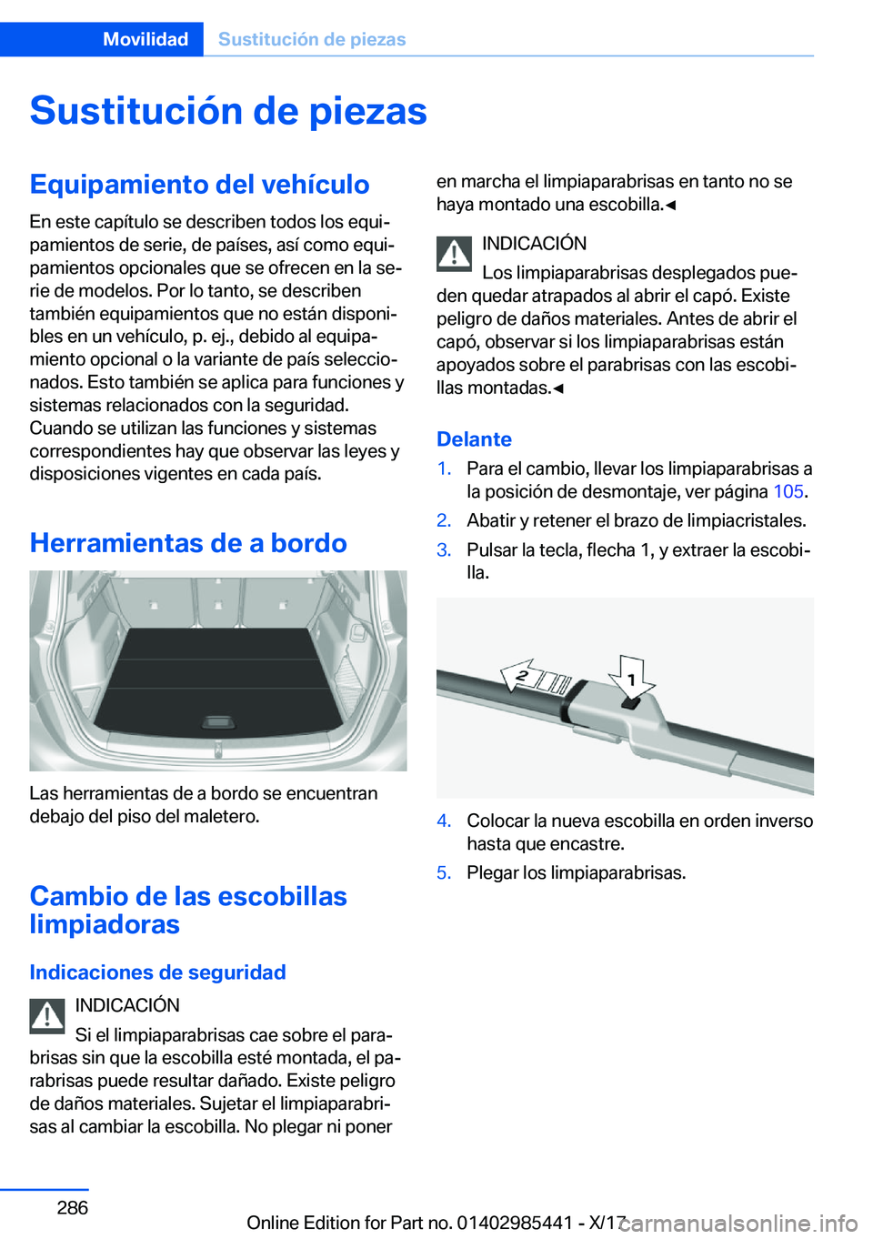 BMW X1 2018  Manuales de Empleo (in Spanish) �S�u�s�t�i�t�u�c�i�
