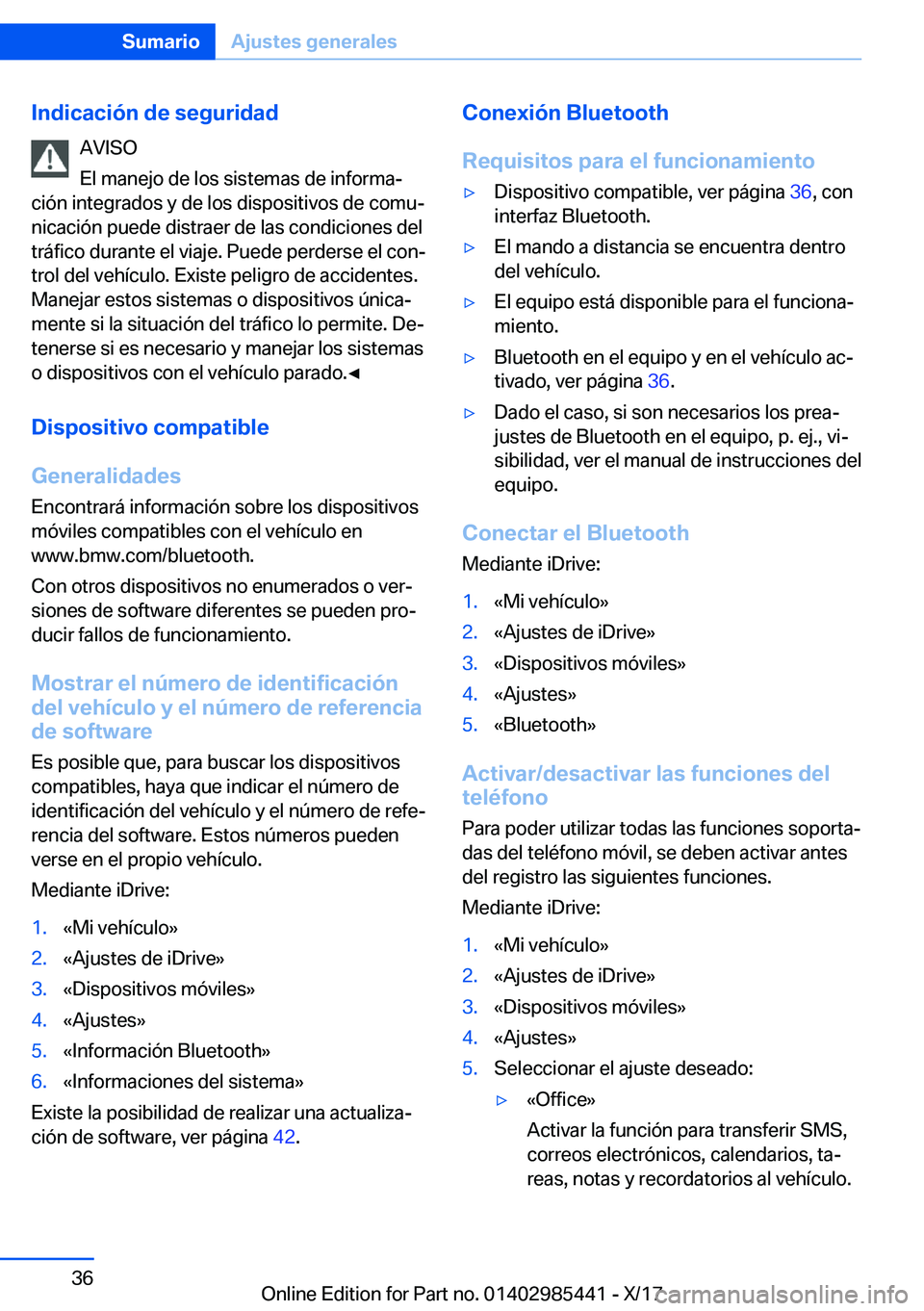 BMW X1 2018  Manuales de Empleo (in Spanish) �I�n�d�i�c�a�c�i�