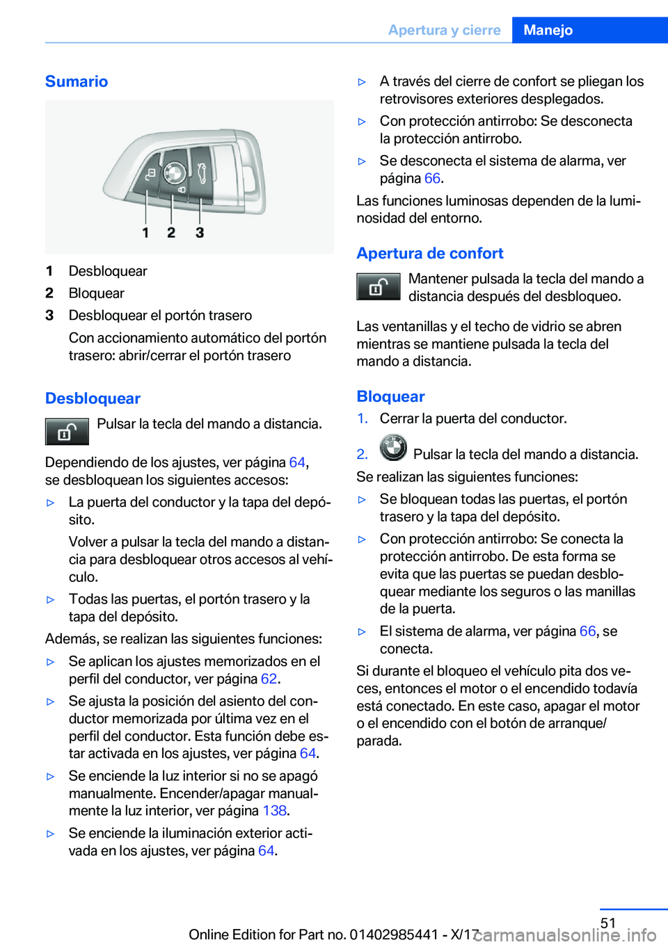 BMW X1 2018  Manuales de Empleo (in Spanish) �S�u�m�a�r�i�o�1�D�e�s�b�l�o�q�u�e�a�r�2�B�l�o�q�u�e�a�r�3�D�e�s�b�l�o�q�u�e�a�r� �e�l� �p�o�r�t�