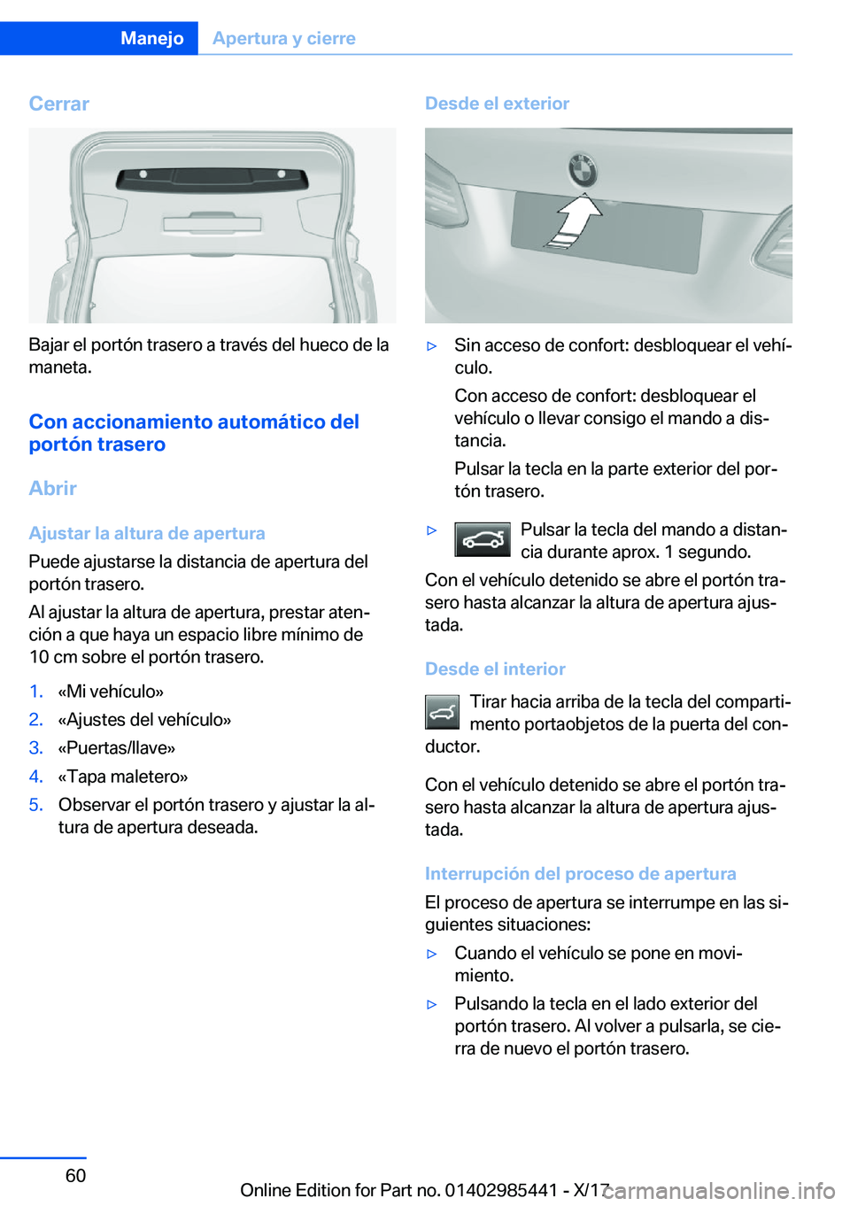BMW X1 2018  Manuales de Empleo (in Spanish) �C�e�r�r�a�r
�B�a�j�a�r� �e�l� �p�o�r�t�