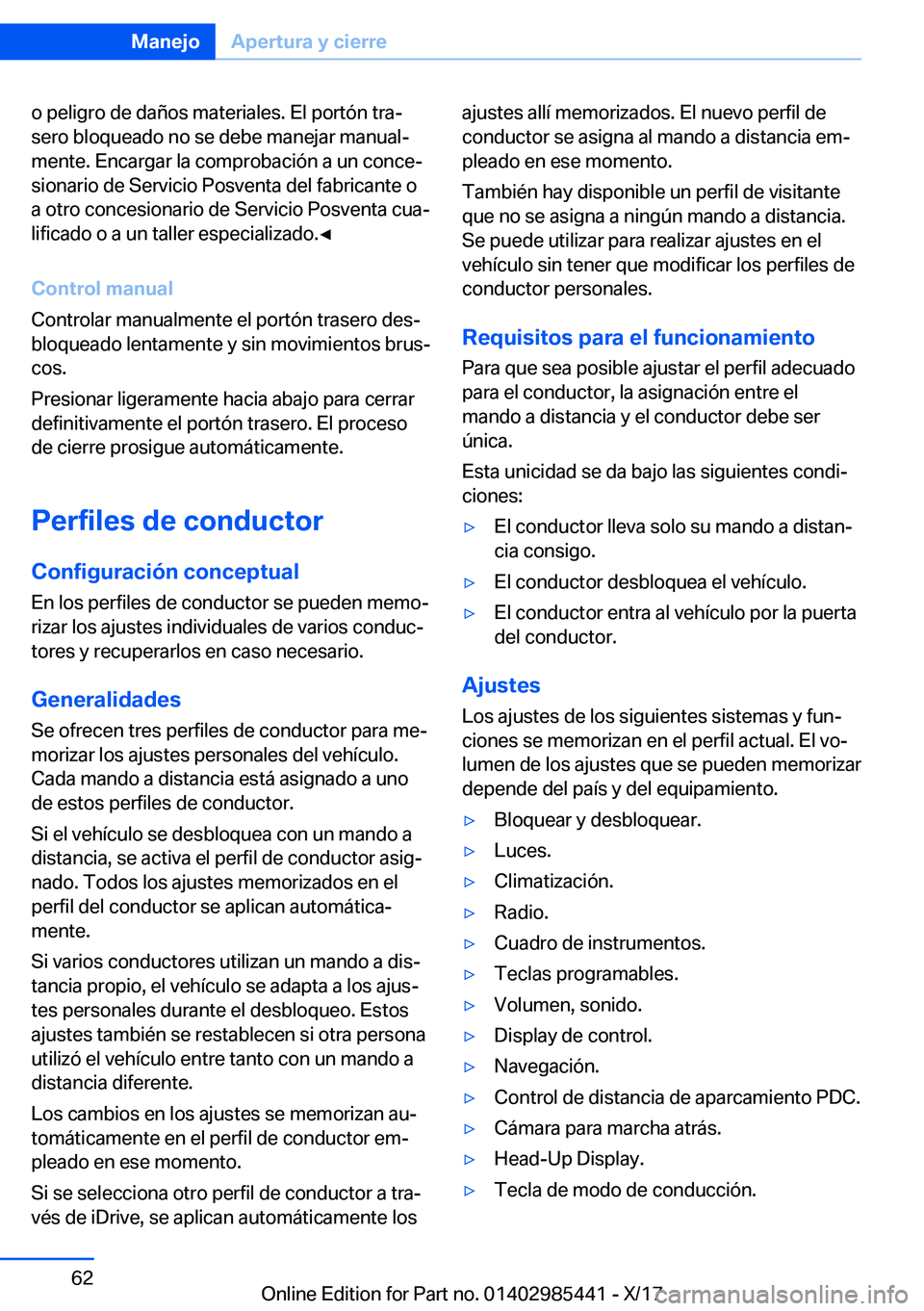 BMW X1 2018  Manuales de Empleo (in Spanish) �o� �p�e�l�i�g�r�o� �d�e� �d�a�
