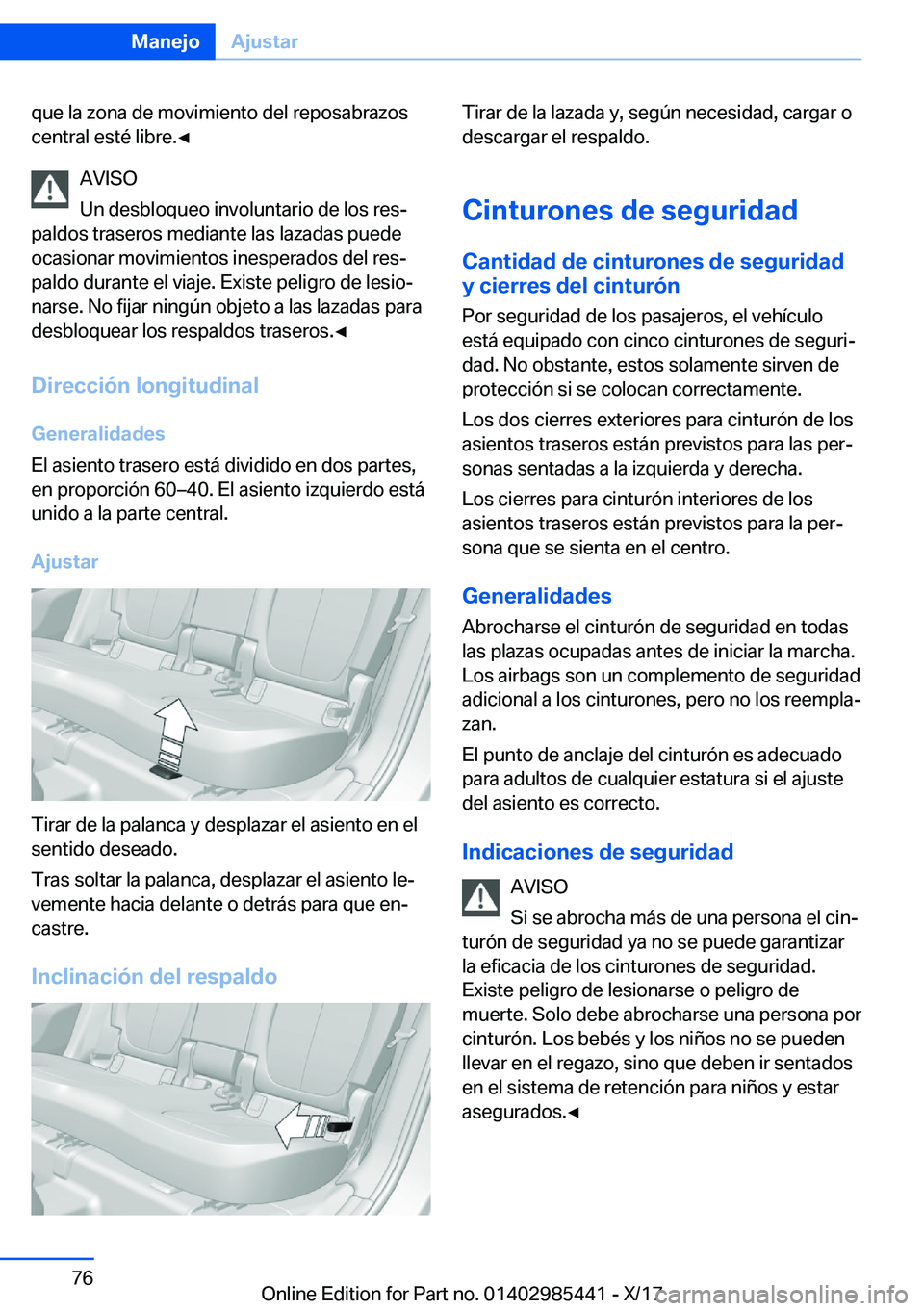 BMW X1 2018  Manuales de Empleo (in Spanish) �q�u�e� �l�a� �z�o�n�a� �d�e� �m�o�v�i�m�i�e�n�t�o� �d�e�l� �r�e�p�o�s�a�b�r�a�z�o�s�c�e�n�t�r�a�l� �e�s�t�