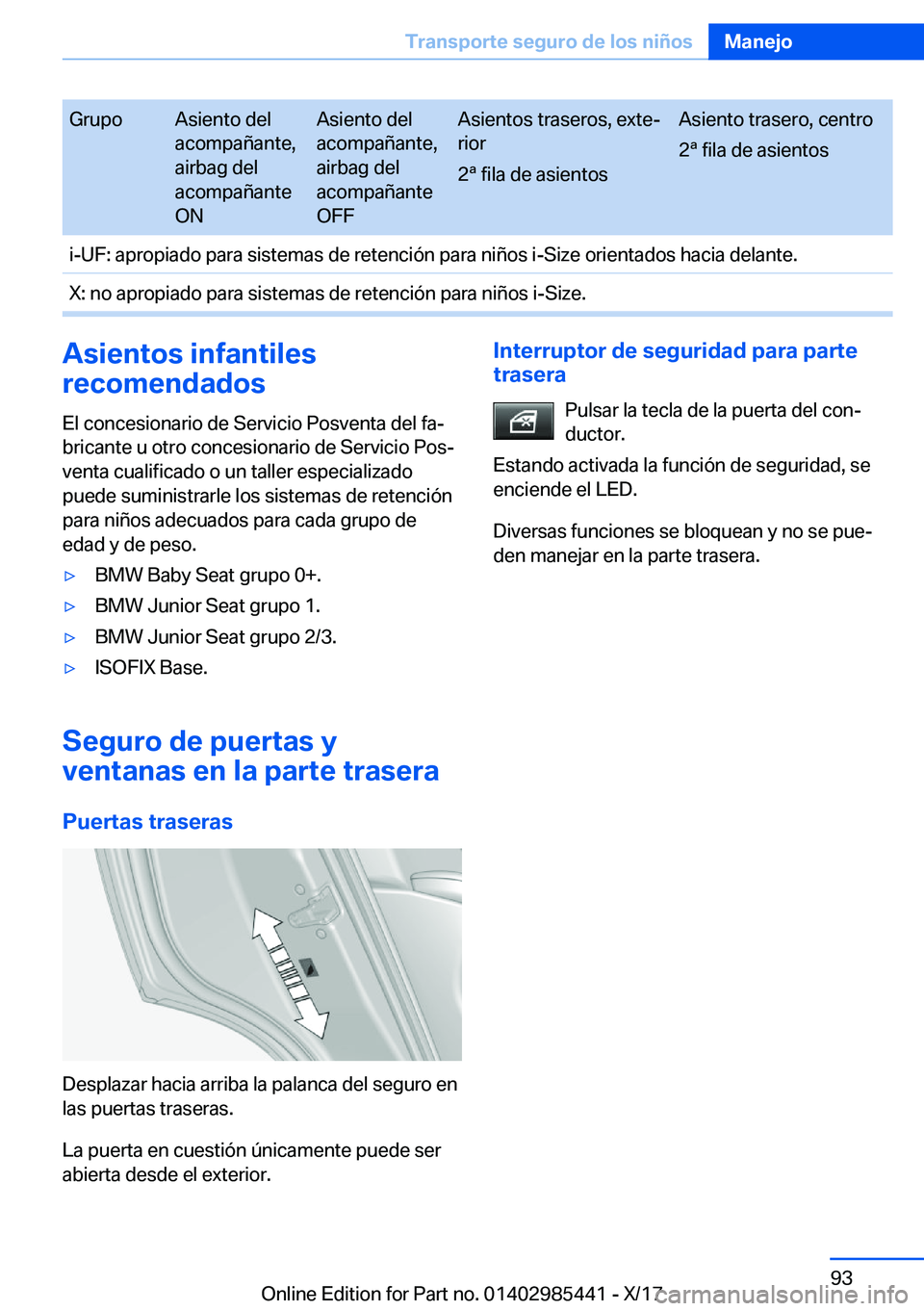 BMW X1 2018  Manuales de Empleo (in Spanish) �G�r�u�p�o�A�s�i�e�n�t�o� �d�e�l
�a�c�o�m�p�a�