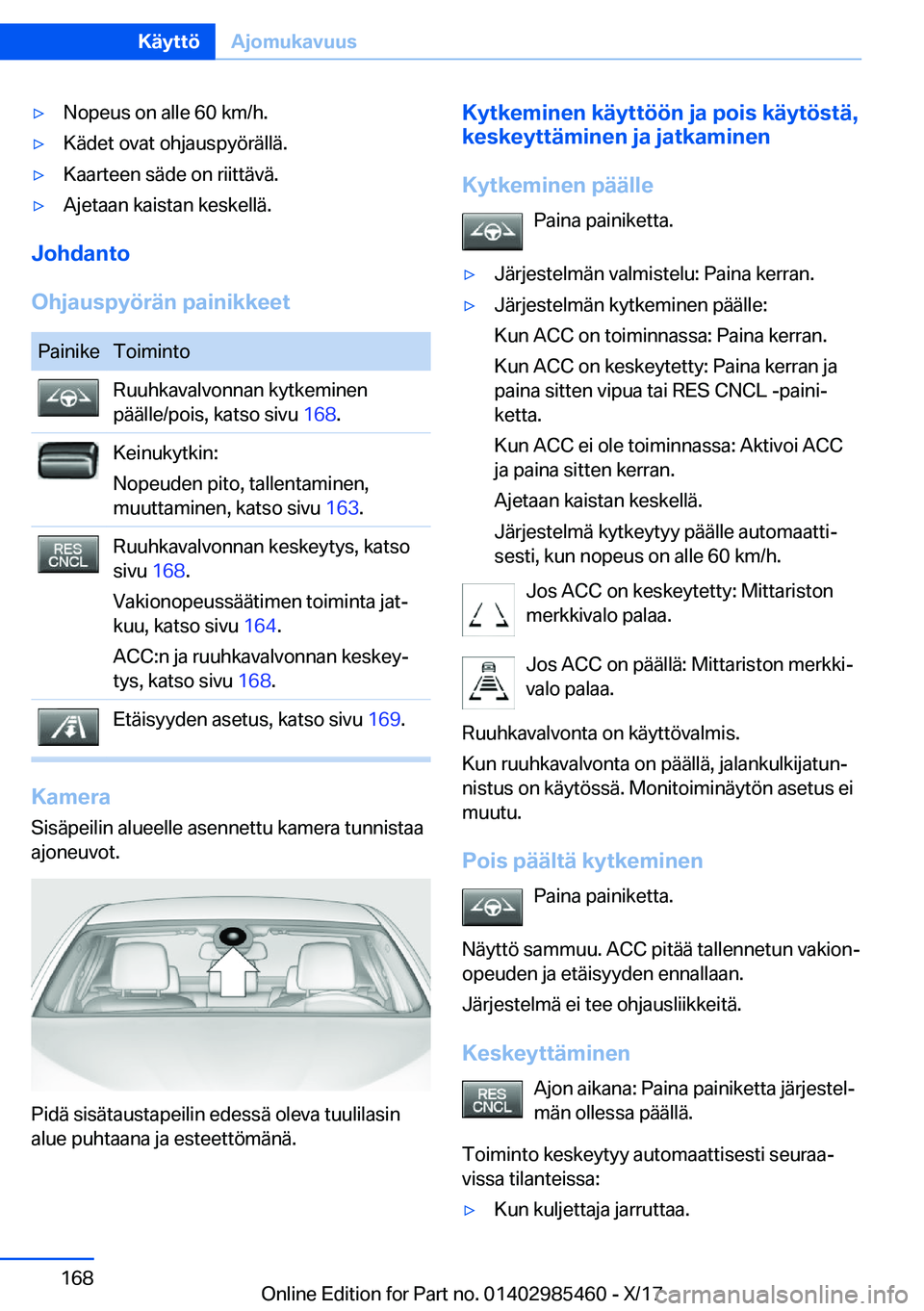 BMW X1 2018  Omistajan Käsikirja (in Finnish) y�N�o�p�e�u�s� �o�n� �a�l�l�e� �6�0� �k�m�/�h�.y�K�