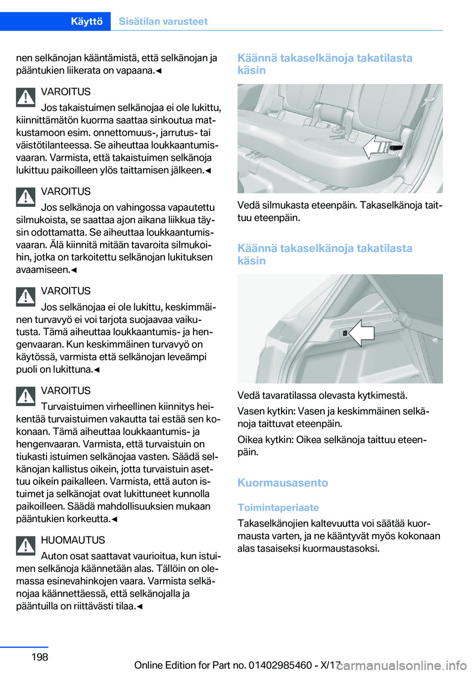 BMW X1 2018  Omistajan Käsikirja (in Finnish) �n�e�n� �s�e�l�k�
