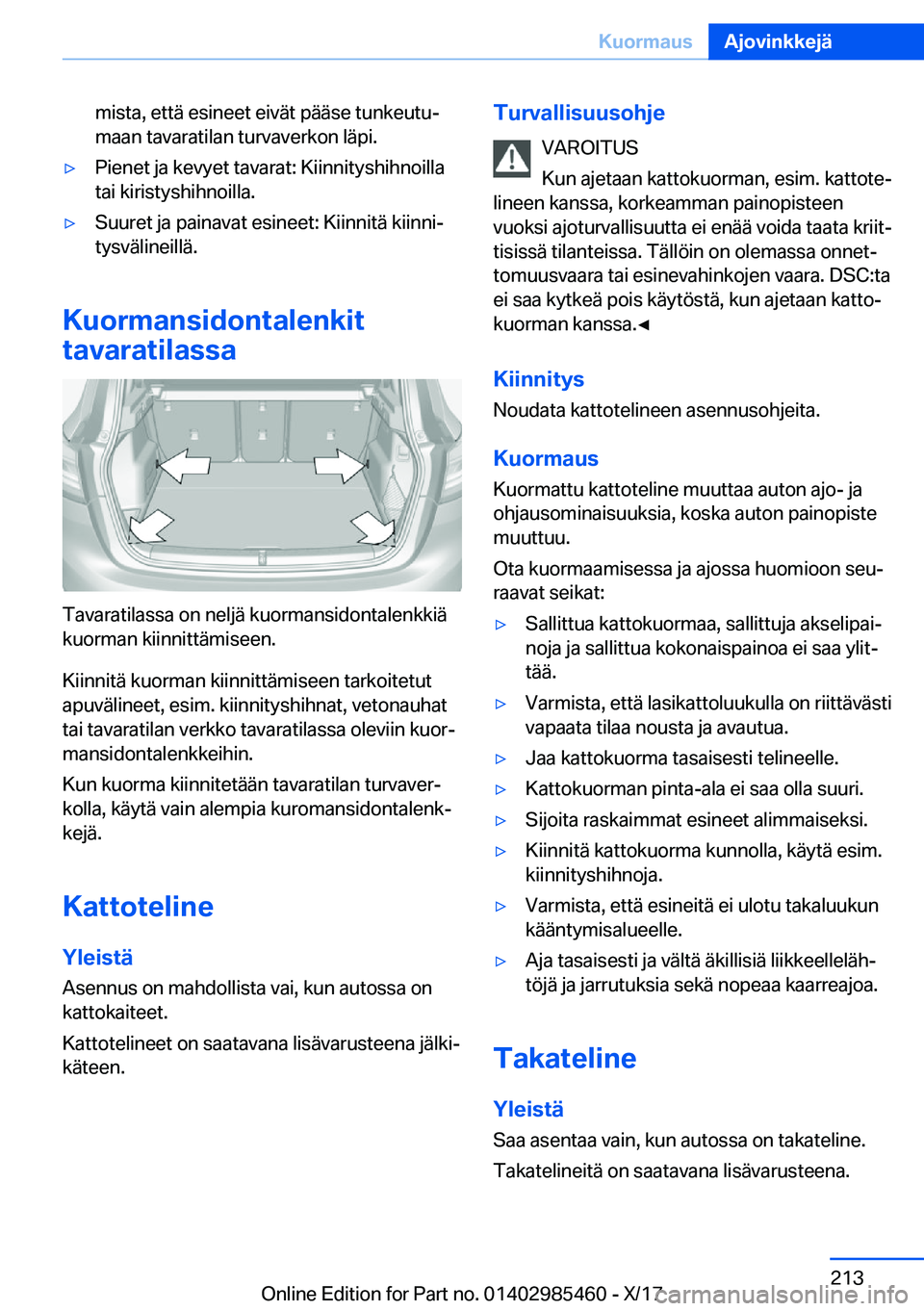 BMW X1 2018  Omistajan Käsikirja (in Finnish) �m�i�s�t�a�,� �e�t�t�