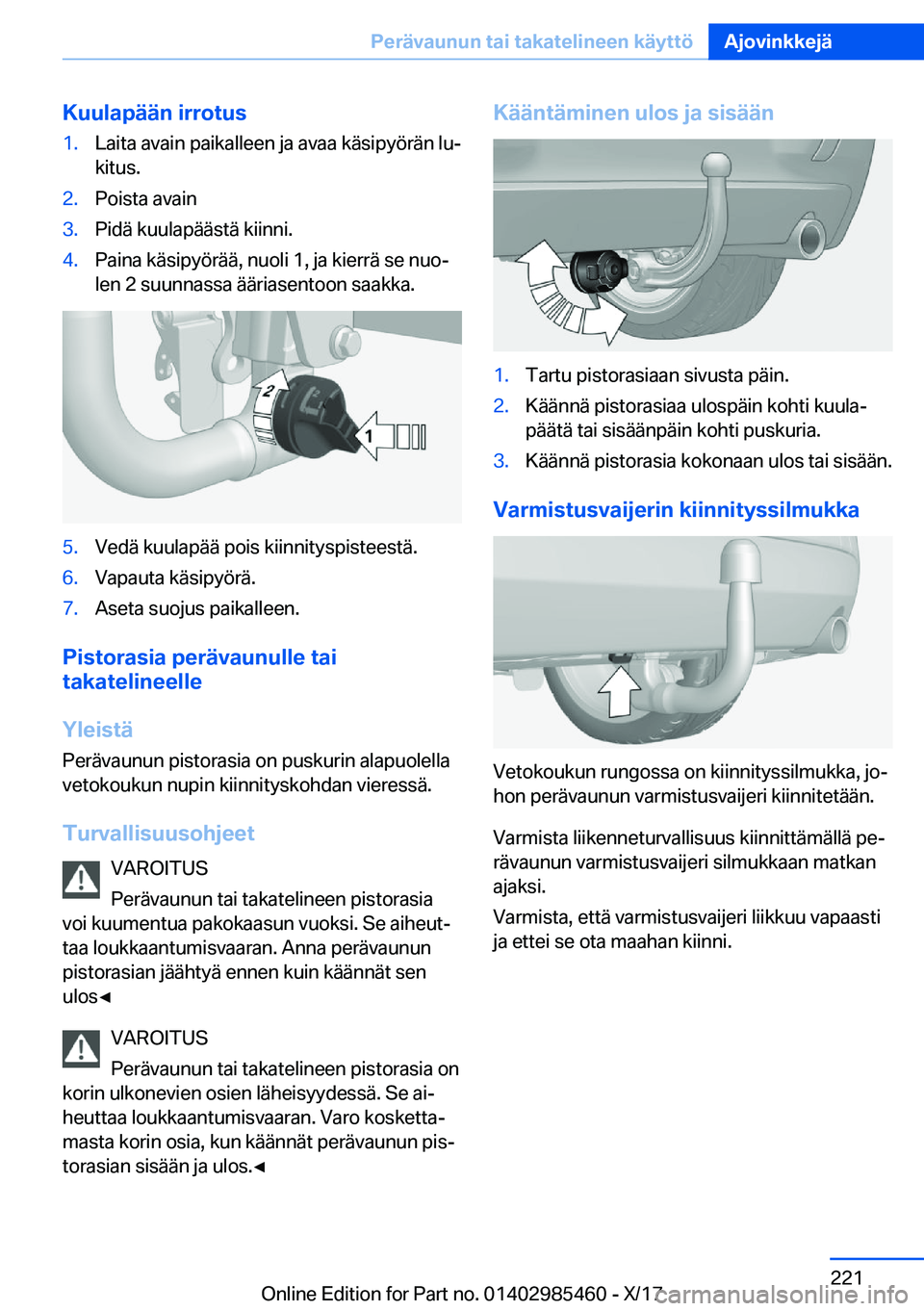 BMW X1 2018  Omistajan Käsikirja (in Finnish) �K�u�u�l�a�p�