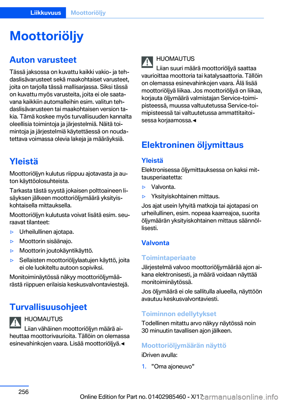BMW X1 2018  Omistajan Käsikirja (in Finnish) �M�o�o�t�t�o�r�i�