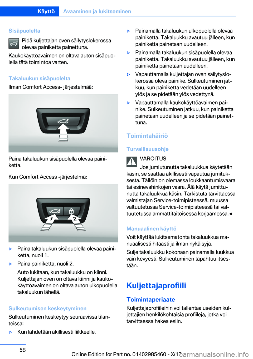 BMW X1 2018  Omistajan Käsikirja (in Finnish) �S�i�s�