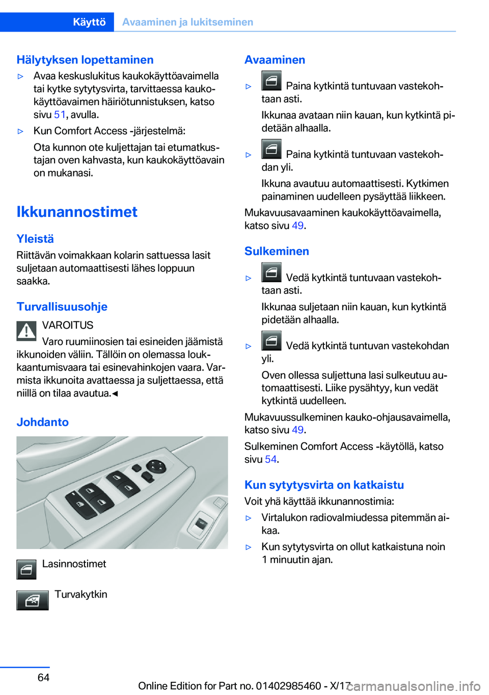 BMW X1 2018  Omistajan Käsikirja (in Finnish) �H�