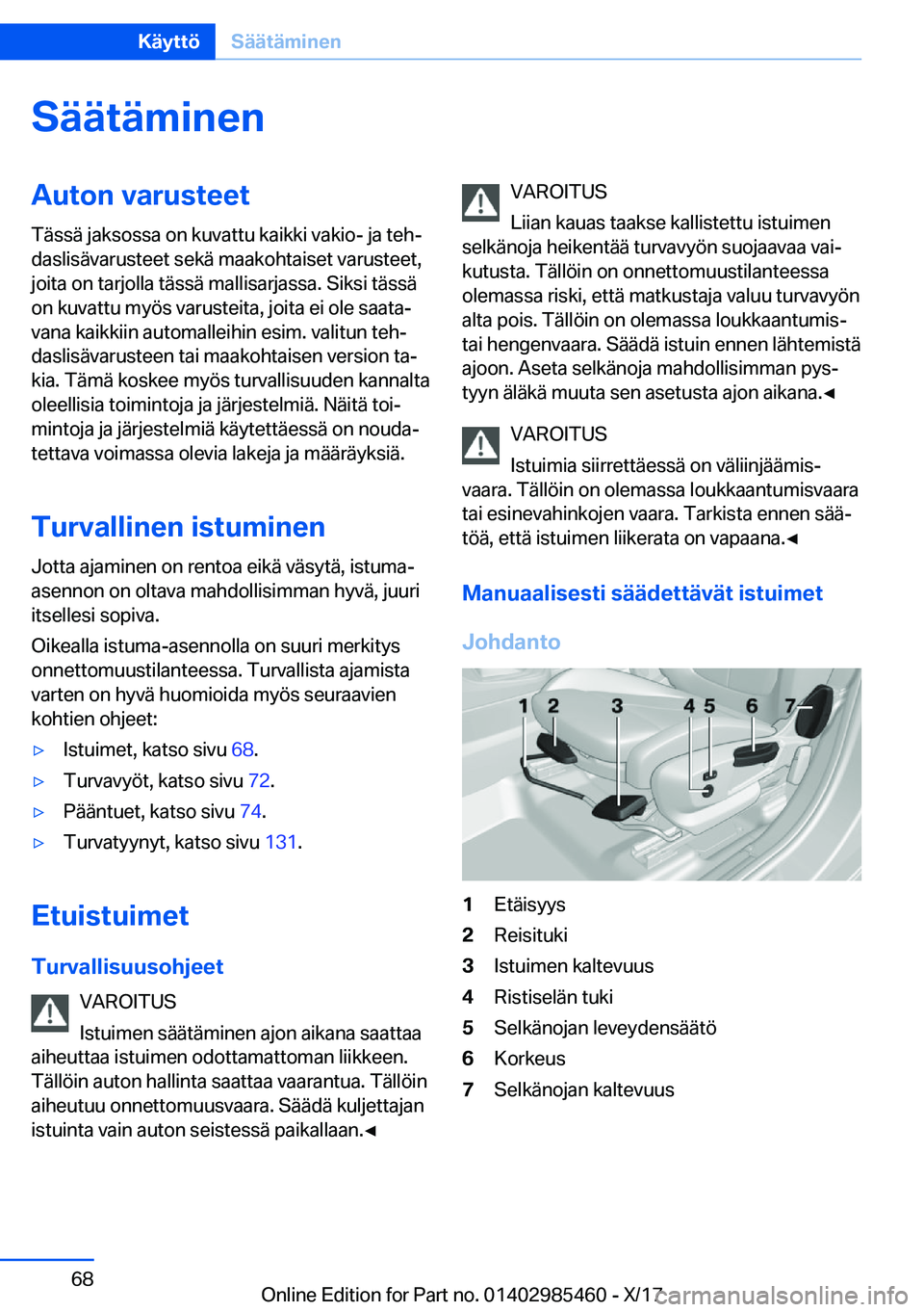 BMW X1 2018  Omistajan Käsikirja (in Finnish) �S�