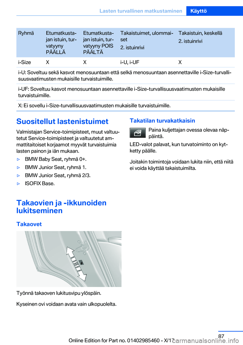 BMW X1 2018  Omistajan Käsikirja (in Finnish) �R�y�h�m�