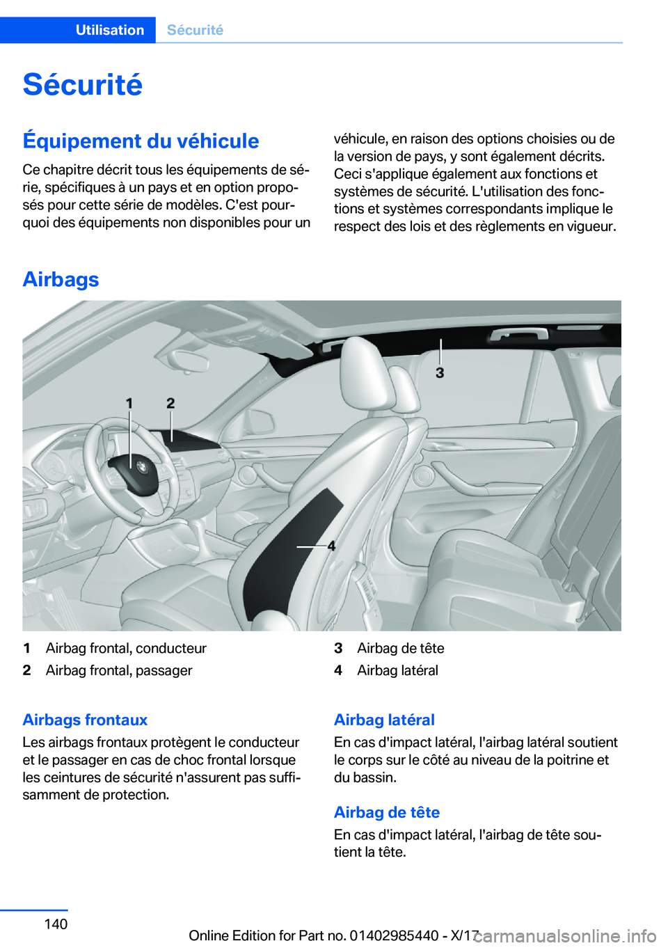 BMW X1 2018  Notices Demploi (in French) �S�é�c�u�r�i�t�é�