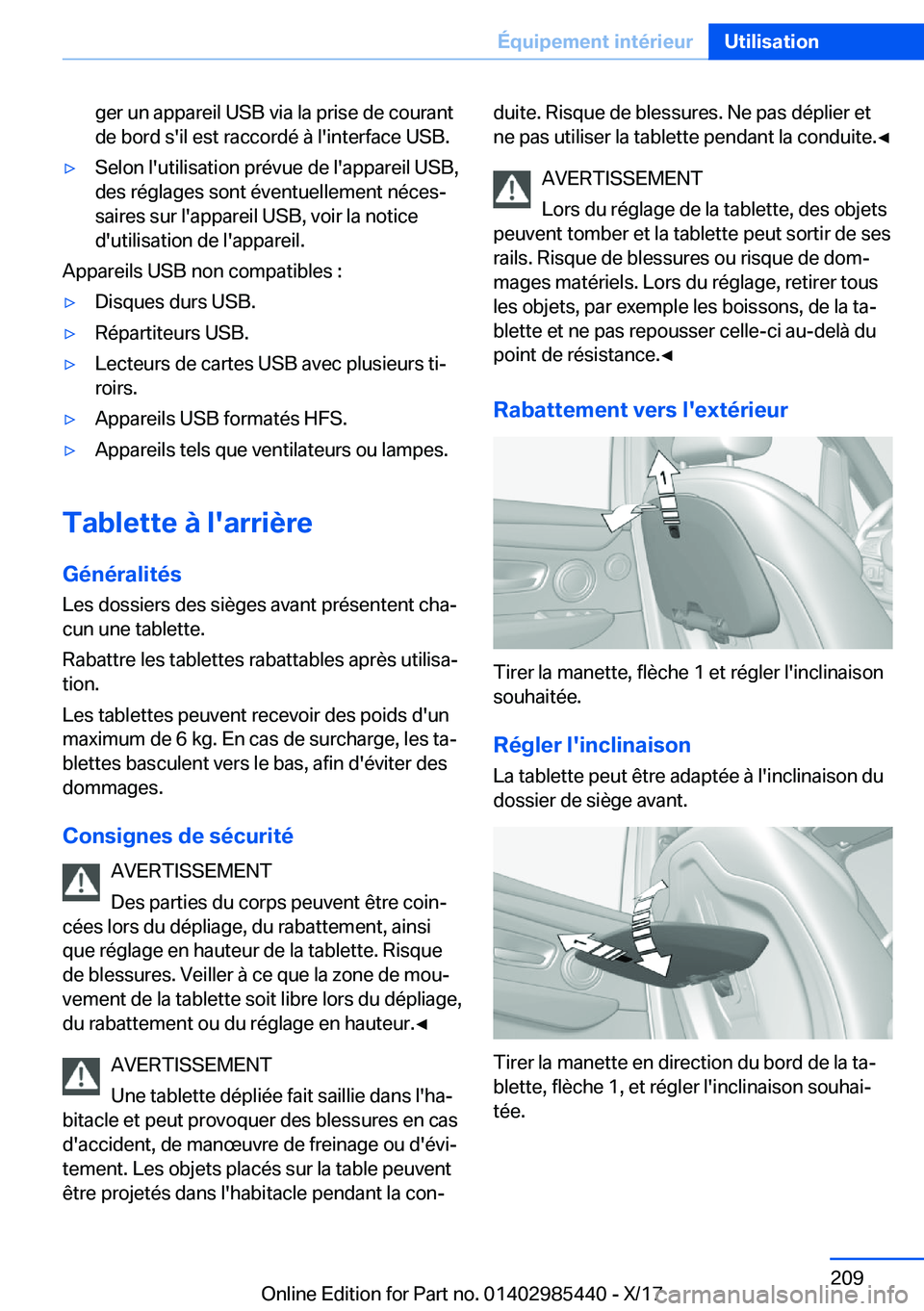 BMW X1 2018  Notices Demploi (in French) �g�e�r� �u�n� �a�p�p�a�r�e�i�l� �U�S�B� �v�i�a� �l�a� �p�r�i�s�e� �d�e� �c�o�u�r�a�n�t�d�e� �b�o�r�d� �s�'�i�l� �e�s�t� �r�a�c�c�o�r�d�é� �