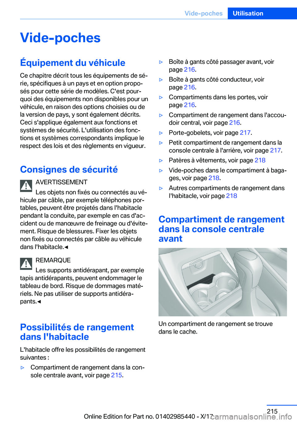 BMW X1 2018  Notices Demploi (in French) �V�i�d�e�-�p�o�c�h�e�s�