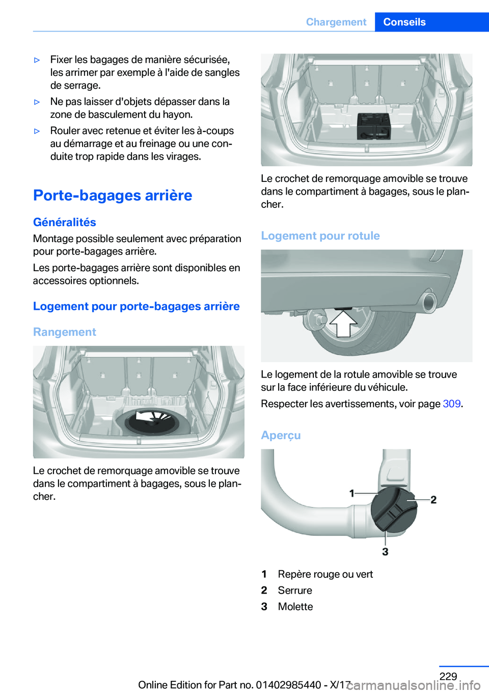 BMW X1 2018  Notices Demploi (in French) 'y�F�i�x�e�r� �l�e�s� �b�a�g�a�g�e�s� �d�e� �m�a�n�i�è�r�e� �s�é�c�u�r�i�s�é�e�,�l�e�s� �a�r�r�i�m�e�r� �p�a�r� �e�x�e�m�p�l�e� �