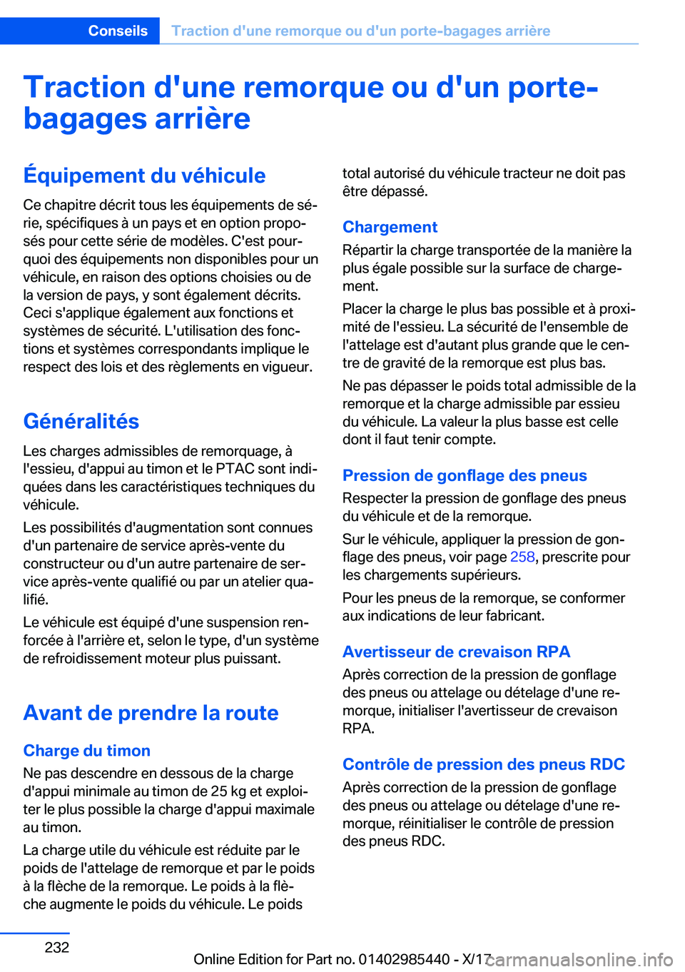 BMW X1 2018  Notices Demploi (in French) �T�r�a�c�t�i�o�n��d�'�u�n�e��r�e�m�o�r�q�u�e��o�u��d�'�u�n��p�o�r�t�e�-
�b�a�g�a�g�e�s��a�r�r�i�è�r�e�