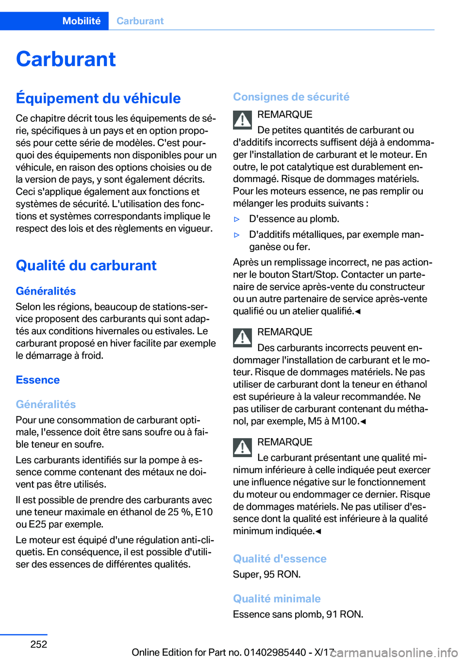 BMW X1 2018  Notices Demploi (in French) �C�a�r�b�u�r�a�n�t�