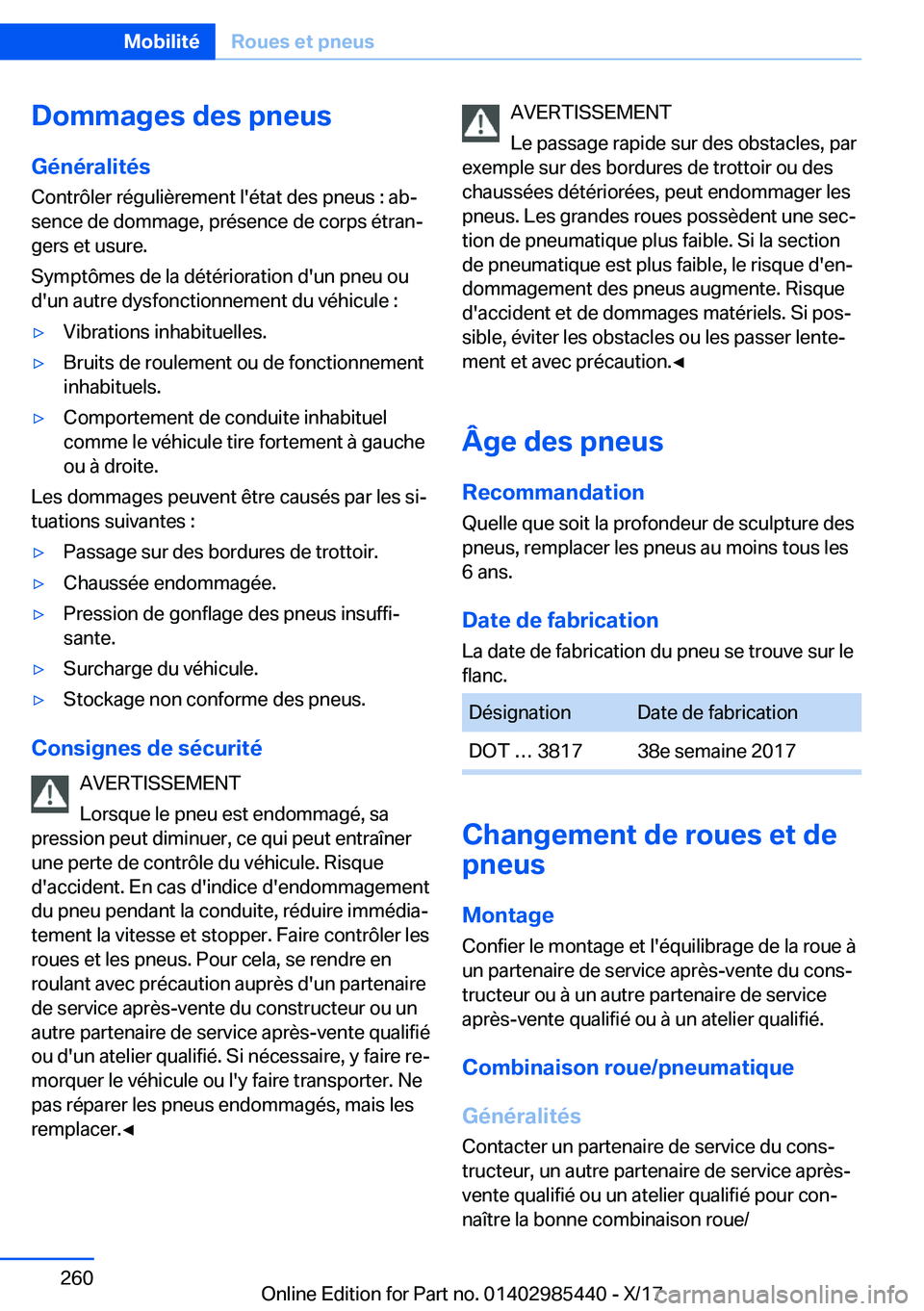 BMW X1 2018  Notices Demploi (in French) �D�o�m�m�a�g�e�s��d�e�s��p�n�e�u�s
�G�é�n�é�r�a�l�i�t�é�s �C�o�n�t�r�