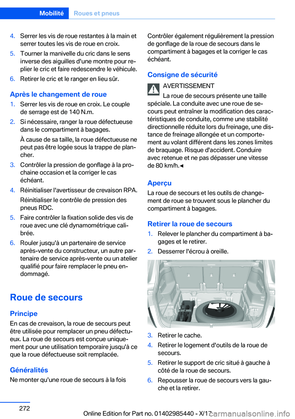 BMW X1 2018  Notices Demploi (in French) �4�.�S�e�r�r�e�r� �l�e�s� �v�i�s� �d�e� �r�o�u�e� �r�e�s�t�a�n�t�e�s� �