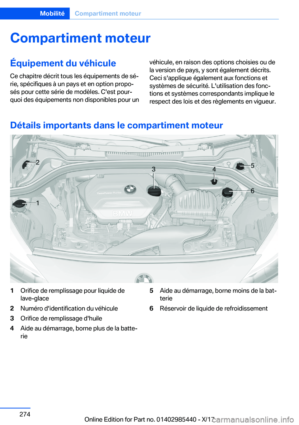 BMW X1 2018  Notices Demploi (in French) �C�o�m�p�a�r�t�i�m�e�n�t��m�o�t�e�u�r�