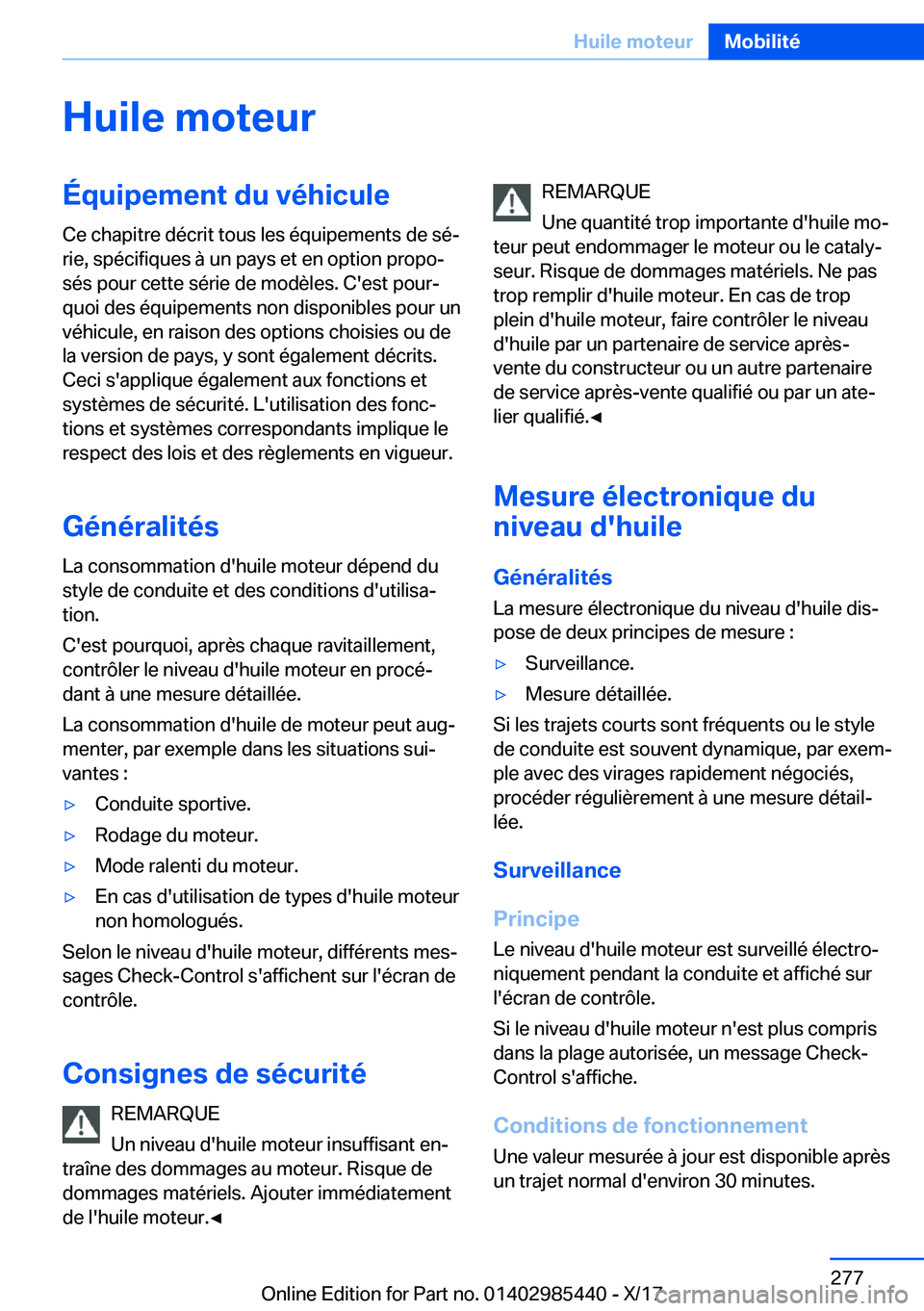 BMW X1 2018  Notices Demploi (in French) �H�u�i�l�e��m�o�t�e�u�r�