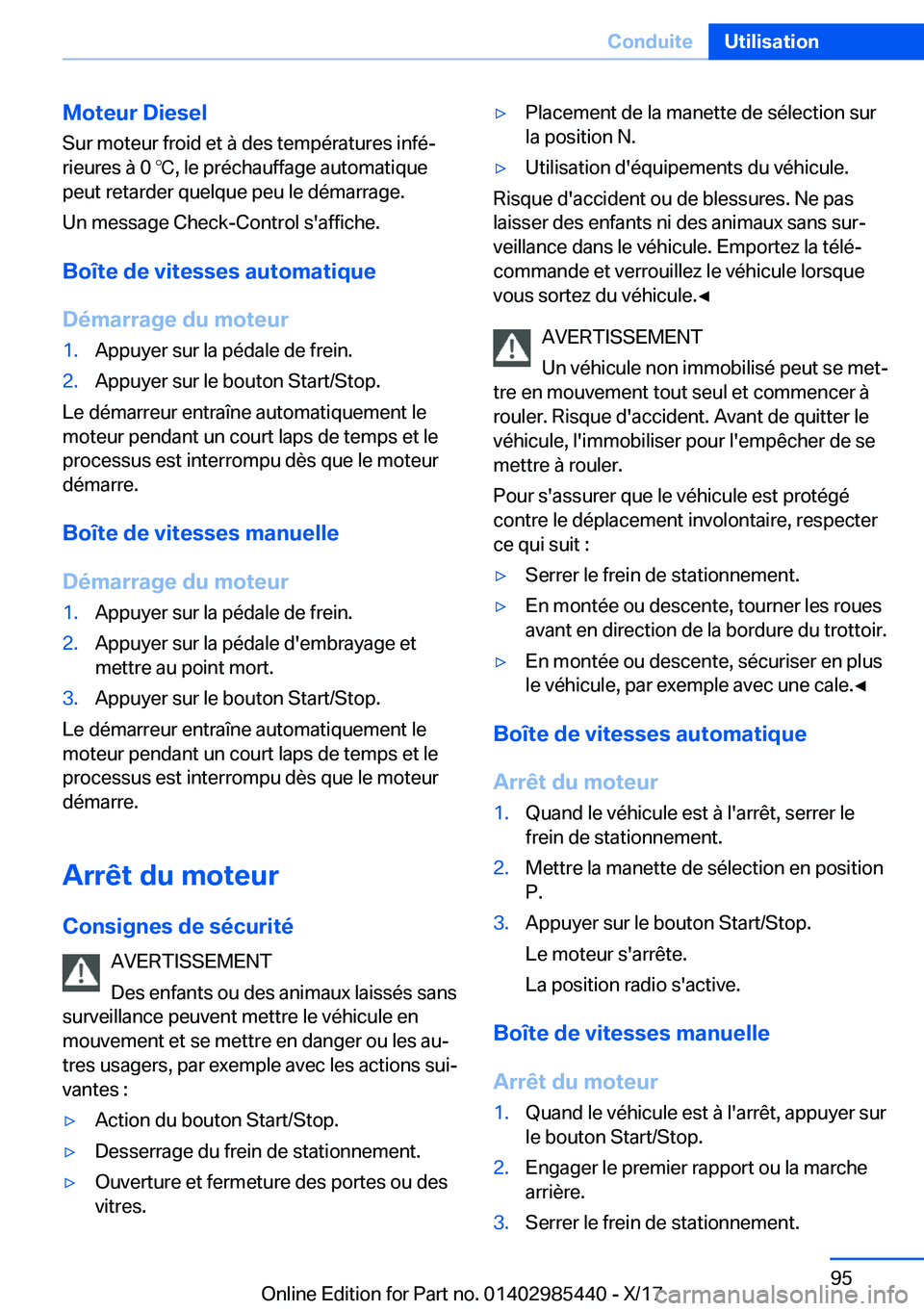 BMW X1 2018  Notices Demploi (in French) �M�o�t�e�u�r��D�i�e�s�e�l
�S�u�r� �m�o�t�e�u�r� �f�r�o�i�d� �e�t� �