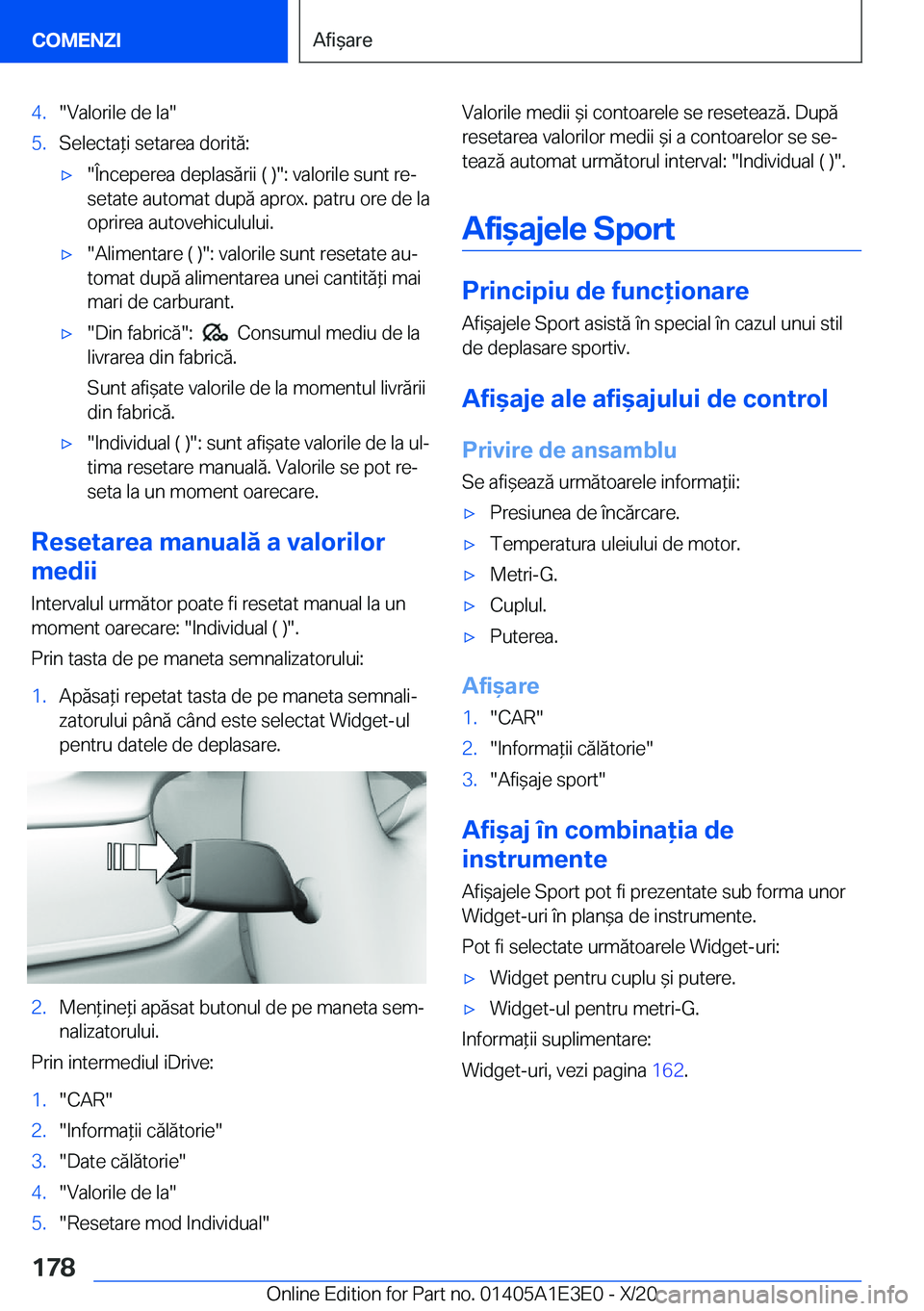 BMW M4 2021  Ghiduri De Utilizare (in Romanian) �4�.��V�a�l�o�r�i�l�e��d�e��l�a��5�.�S�e�l�e�c�t�a*�i��s�e�t�a�r�e�a��d�o�r�i�t�ă�:'x��