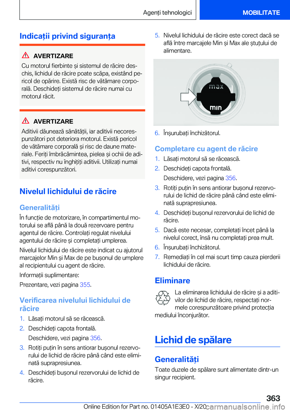 BMW M4 2021  Ghiduri De Utilizare (in Romanian) �I�n�d�i�c�a�i�i��p�r�i�v�i�n�d��s�i�g�u�r�a�n�a
�A�V�E�R�T�I�Z�A�R�E
�C�u��m�o�t�o�r�u�l��f�i�e�r�b�i�n�t�e�&�i��s�i�s�t�e�m�u�l��d�e��r�ă�c�i�r�e��d�e�sj �c�h�i�s�,��l�i�c�h�i�d�u�l