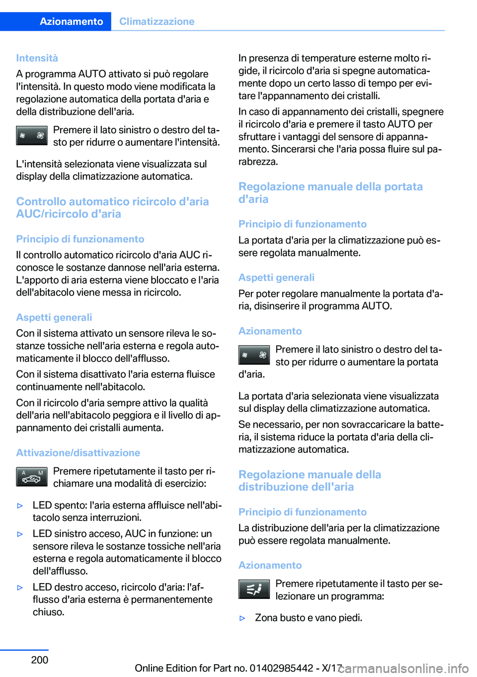 BMW X1 2018  Libretti Di Uso E manutenzione (in Italian) �I�n�t�e�n�s�i�t�