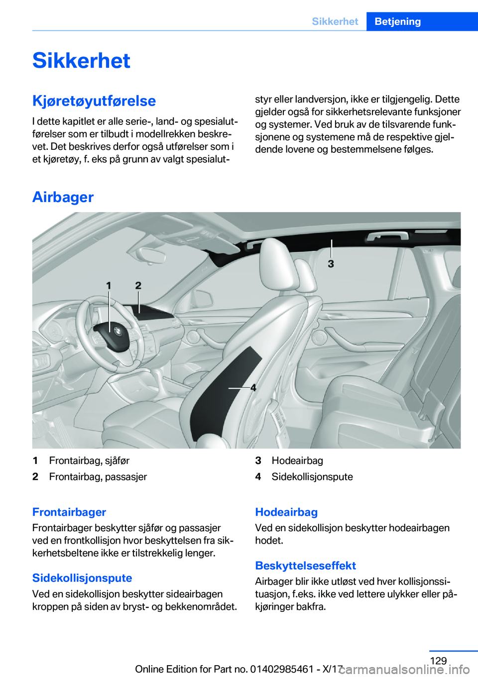 BMW X1 2018  InstruksjonsbØker (in Norwegian) �S�i�k�k�e�r�h�e�t�K�j�