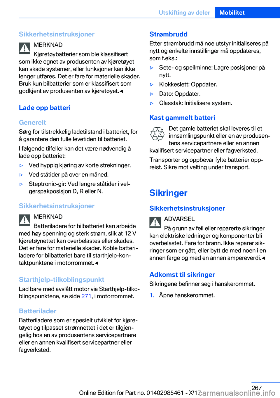 BMW X1 2018  InstruksjonsbØker (in Norwegian) �S�i�k�k�e�r�h�e�t�s�i�n�s�t�r�u�k�s�j�o�n�e�r�M�E�R�K�N�A�D
�K�j�